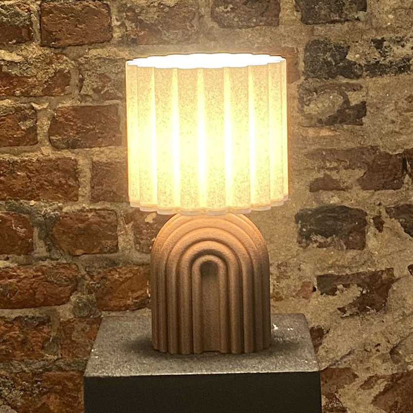 Mcy Dekor Modern Pliseli Ahşap Desen Abajur - 3D