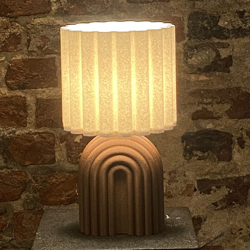 Mcy Dekor Modern Pliseli Ahşap Desen Abajur - 3D