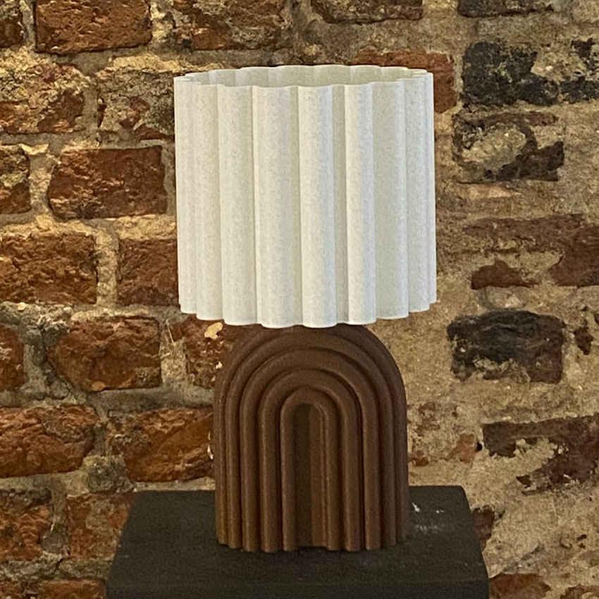 Mcy Dekor Modern Pliseli Ahşap Desen Abajur - 3D