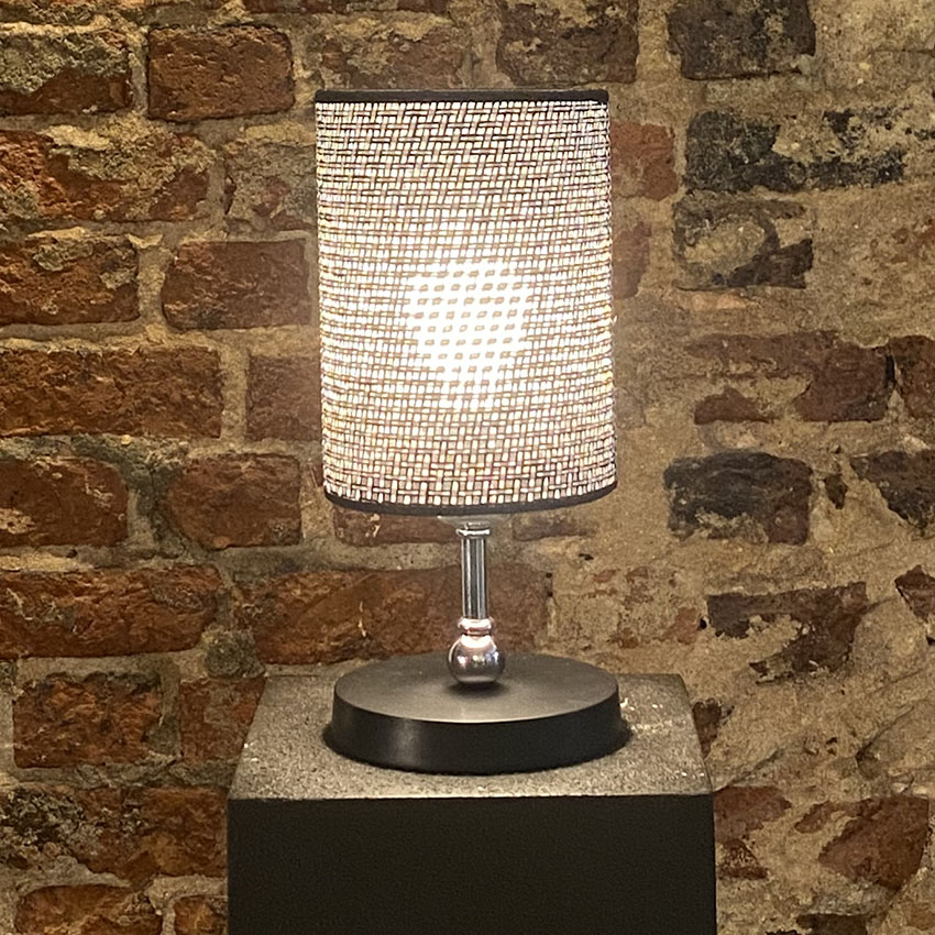 Rattan Gümüş Siyah Silindir Model Gece Ve Masa Lambası