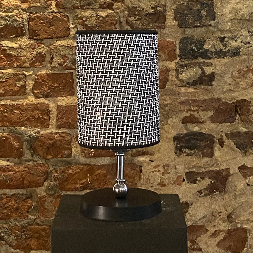Rattan Gümüş Siyah Silindir Model Gece Ve Masa Lambası